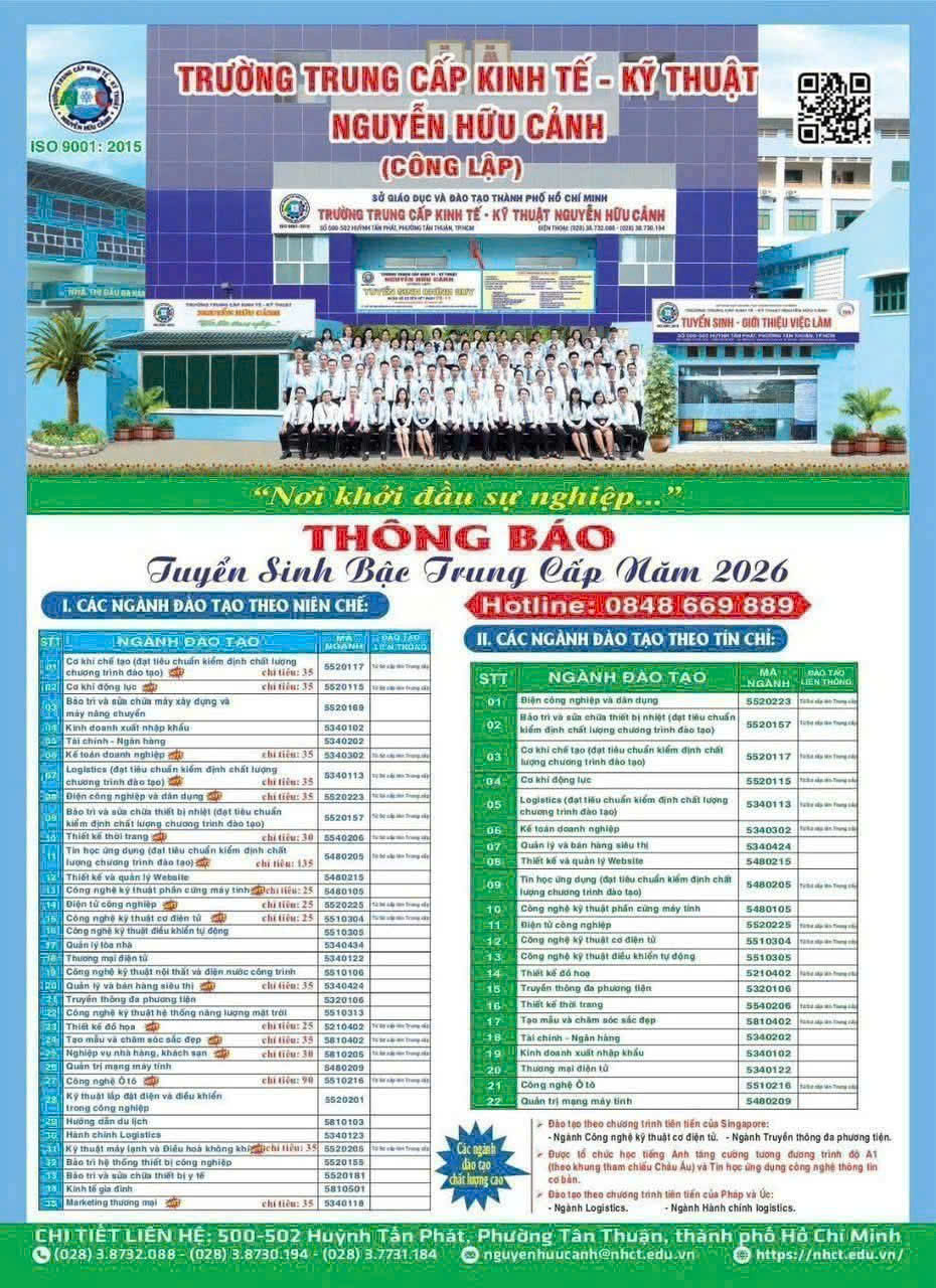 Thông báo tuyển sinh các nghề đào tạo thường xuyên năm 2026